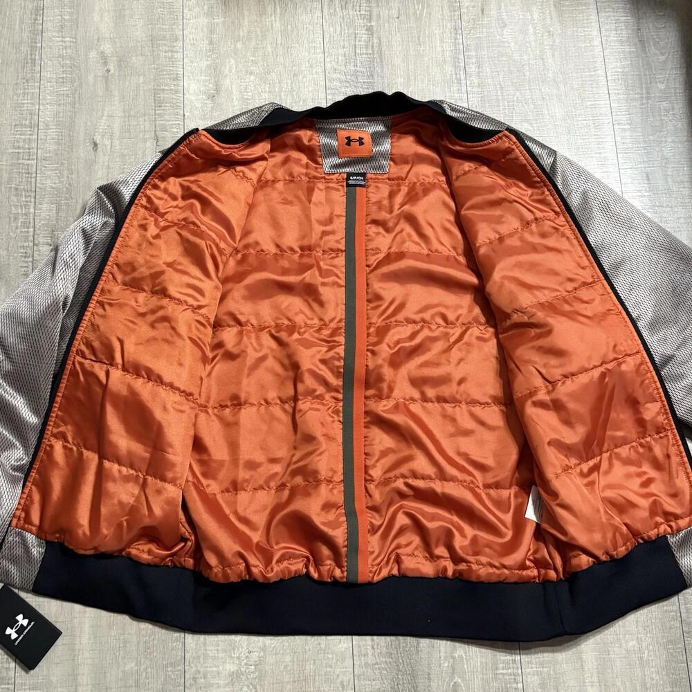 NWT $290.00 Under Armour Mens Storm Courtside Dazzle Bomber Jacket Tan Size S - Picture 4 of 11